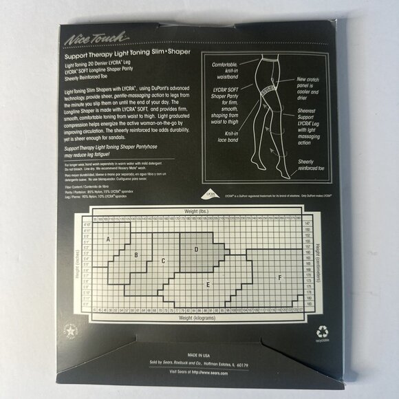 5 x Nice Touch Support Therapy Pantyhose Plus Sz E Black/Taupe New VTG Shapers - Picture 12 of 12